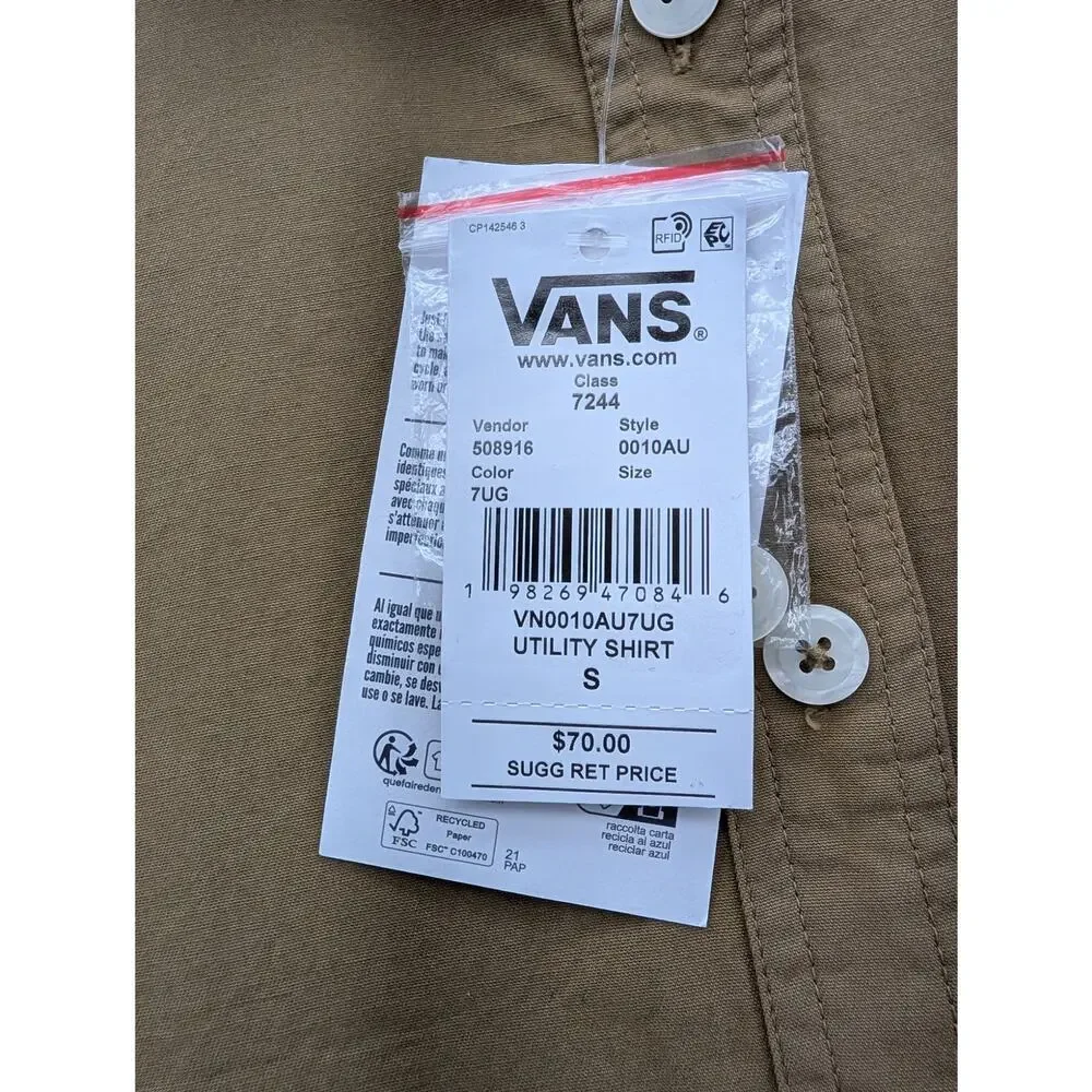 NWT Vans Women's Canvas Utility Shirt in Dachshund Brown size Small - Picture 6 of 9